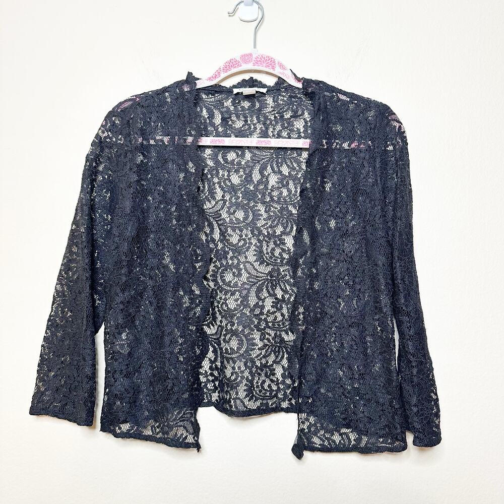 Calvin Klein Black Lace Cropped Jacket‎ Women Victorian Steampunk Whimsygoth Sm